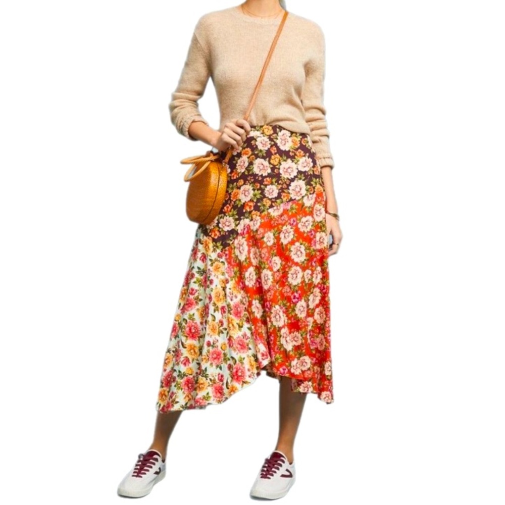 Farm Rio for Anthropologie Floral Patchwork Skirt